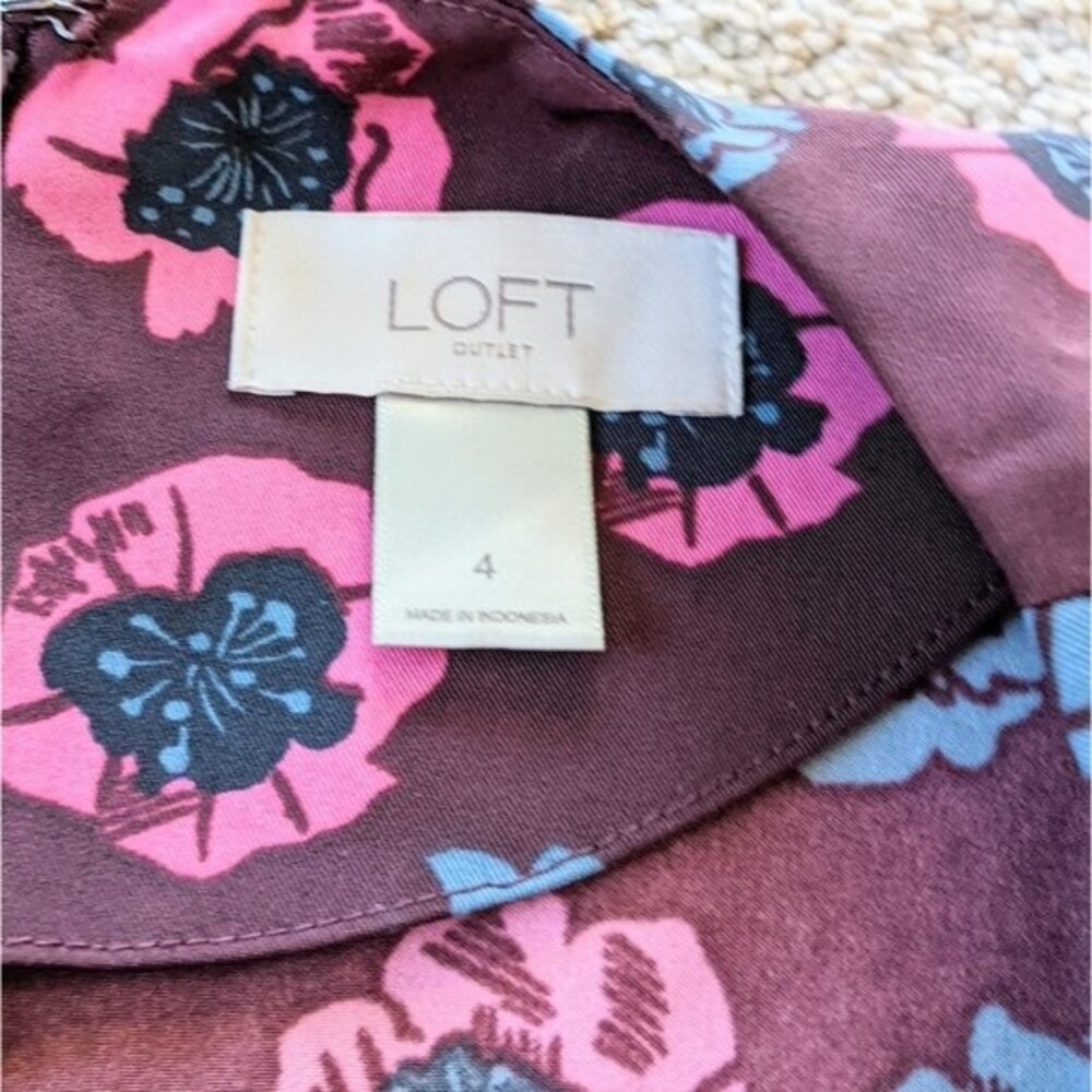 Ann Taylor Loft Outlet Floral Long Sleeve Dress 4 - Picture 11 of 12